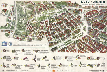 Карта-схема центральной частим Львова. 1999 г.