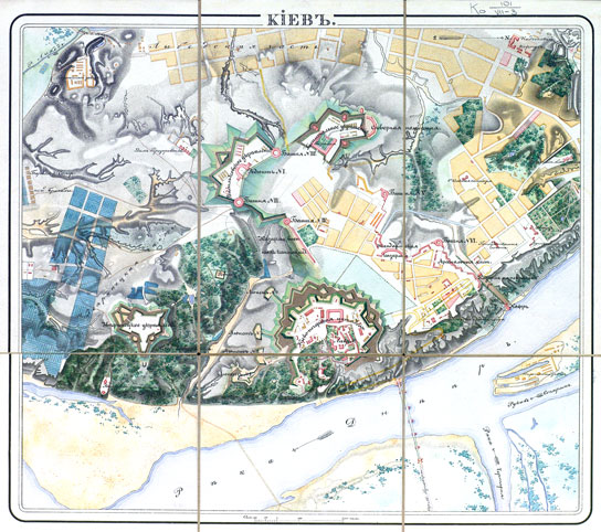 Карта Киевской крепости 1833 года