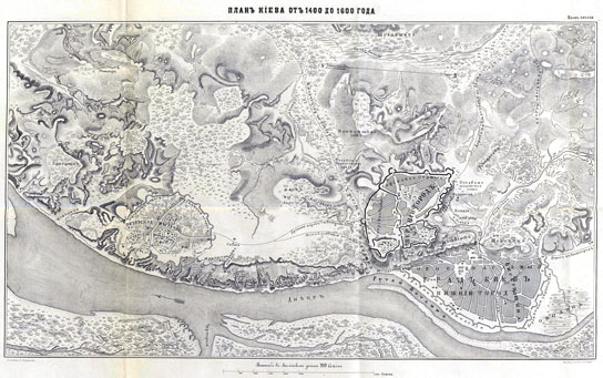 Мапа Києва з 1400 по 1600 роки
